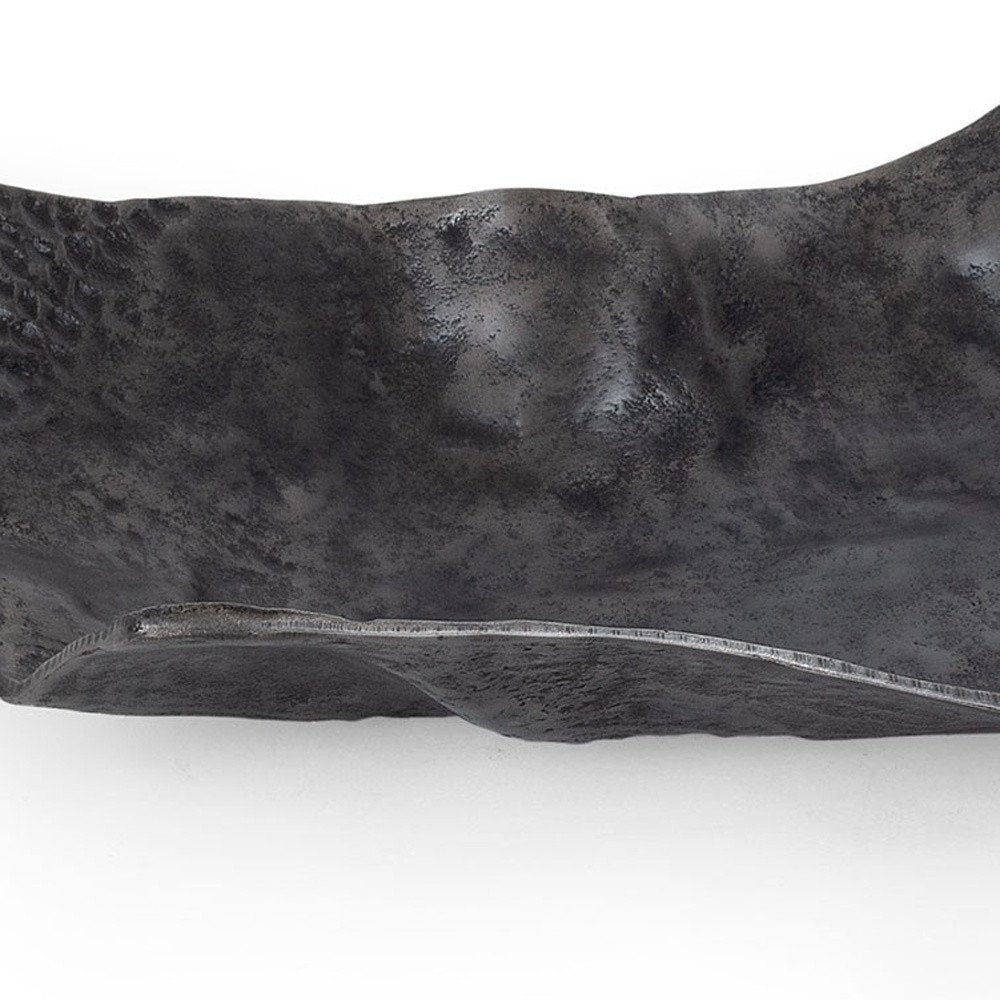 Set of Two Black And Silver Aluminum Abstract Vanity Trays