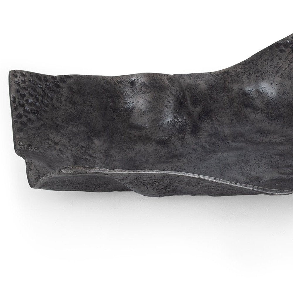 Set of Two Black And Silver Aluminum Abstract Vanity Trays