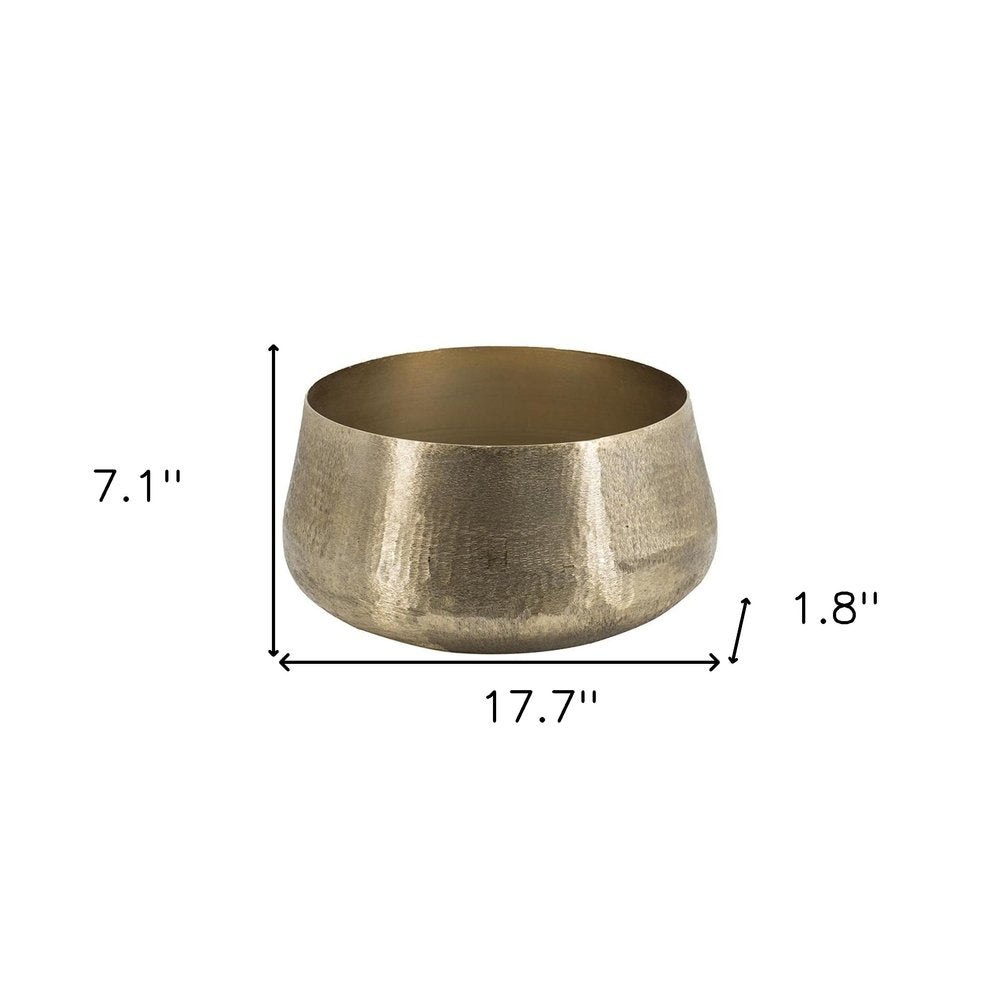 Set of Two Gold Aluminum Round Table Vases on a white background