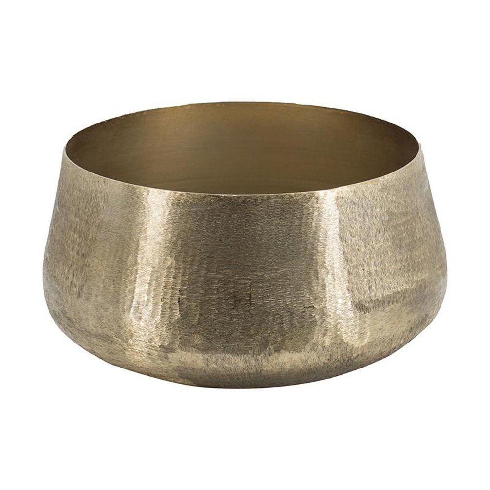 Set of Two Gold Aluminum Round Table Vases on a white background