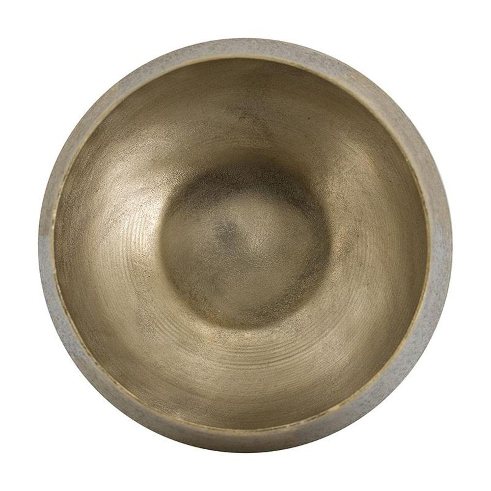Set of Two Gold Aluminum Round Table Vases on a white background
