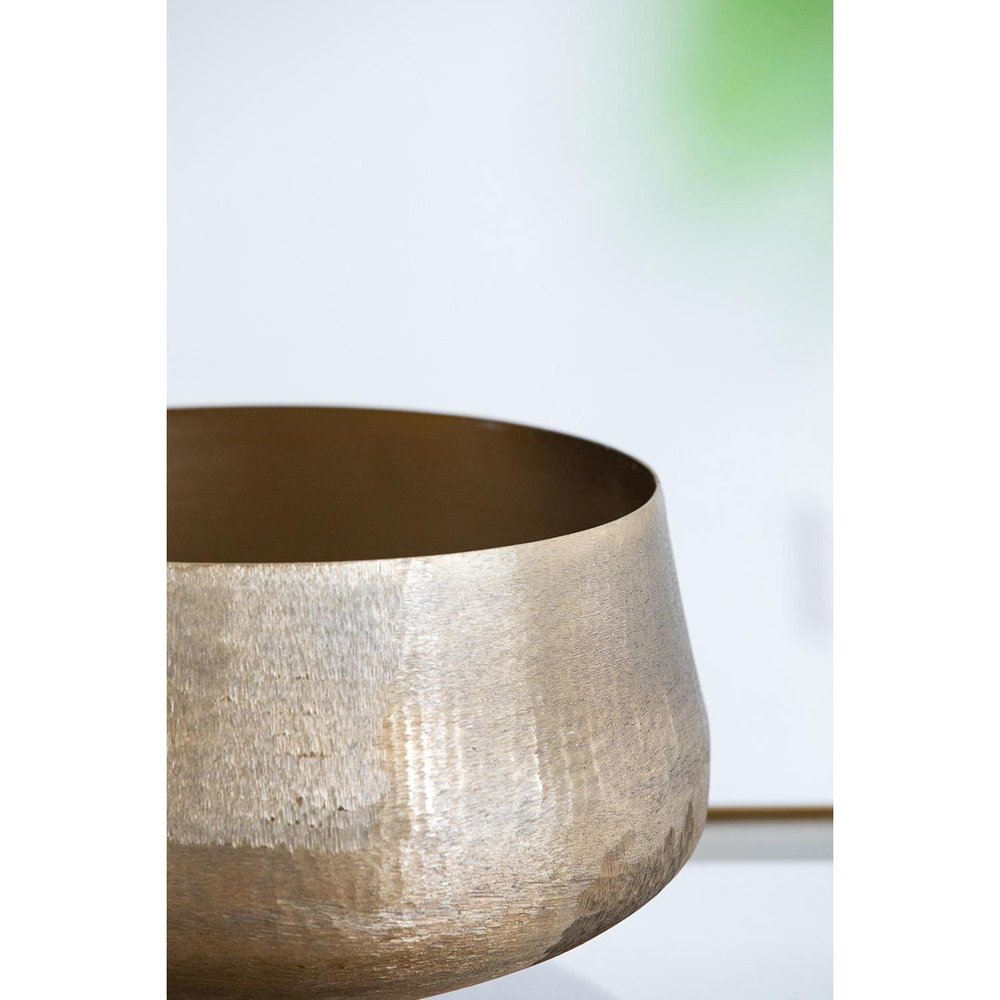 Set of Two Gold Aluminum Round Table Vases on a white background