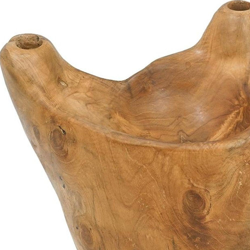 8" Natural Round Solid Wood Table Vase