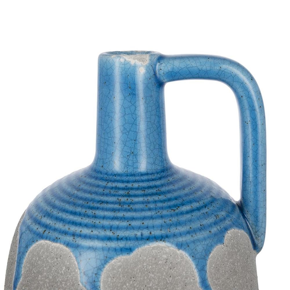 9" Blue And Gray Ceramic Urn Jug Vase