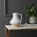6" Sand And White Terracotta Round Jug Vase