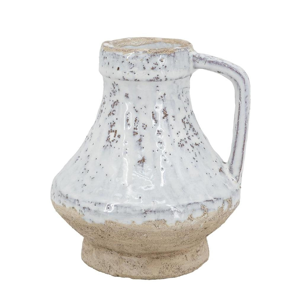 6" Sand And White Terracotta Round Jug Vase