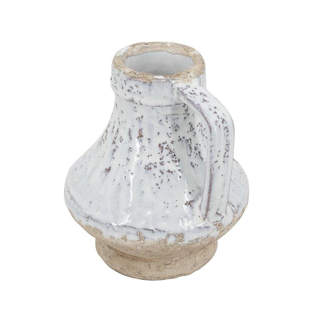 6" Sand And White Terracotta Round Jug Vase