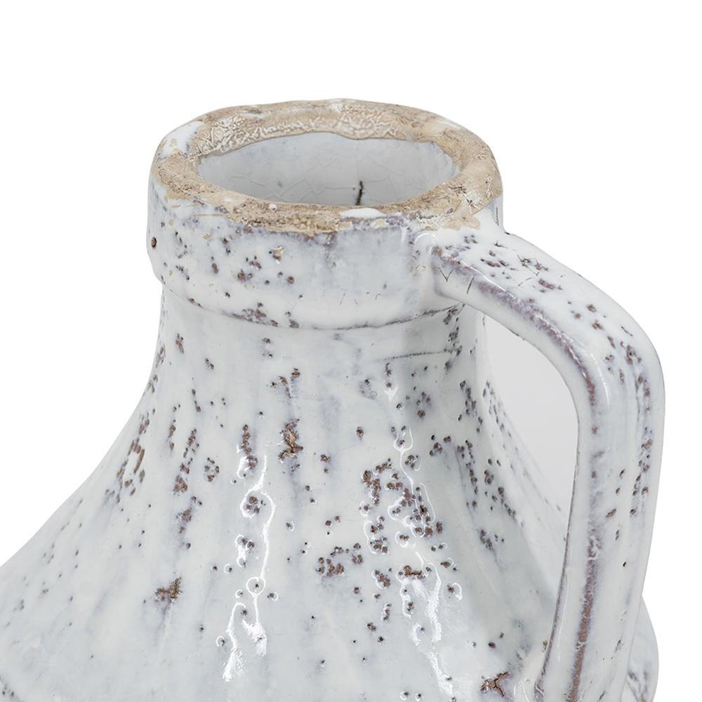 6" Sand And White Terracotta Round Jug Vase. Vase isolated on a plain white background, in a white finish.