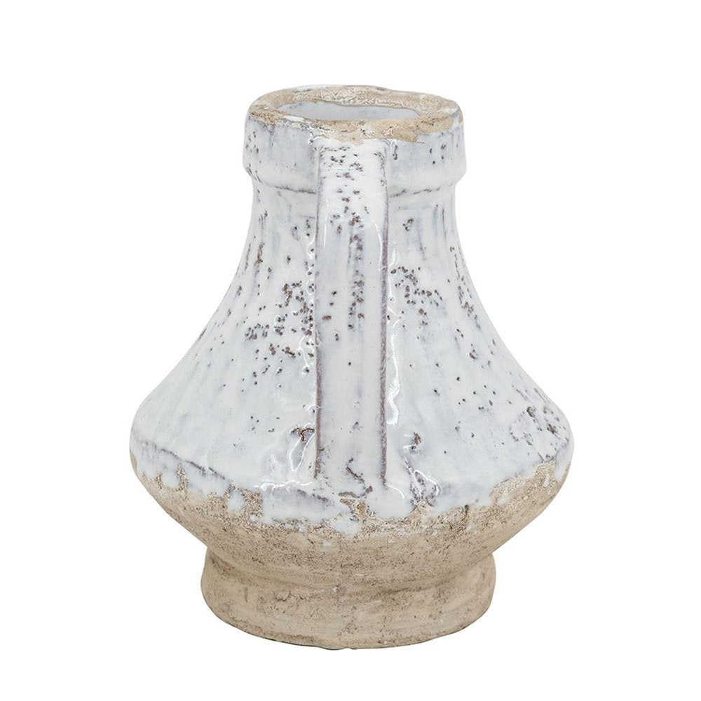 6" Sand And White Terracotta Round Jug Vase