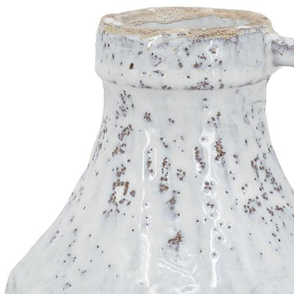 6" Sand And White Terracotta Round Jug Vase