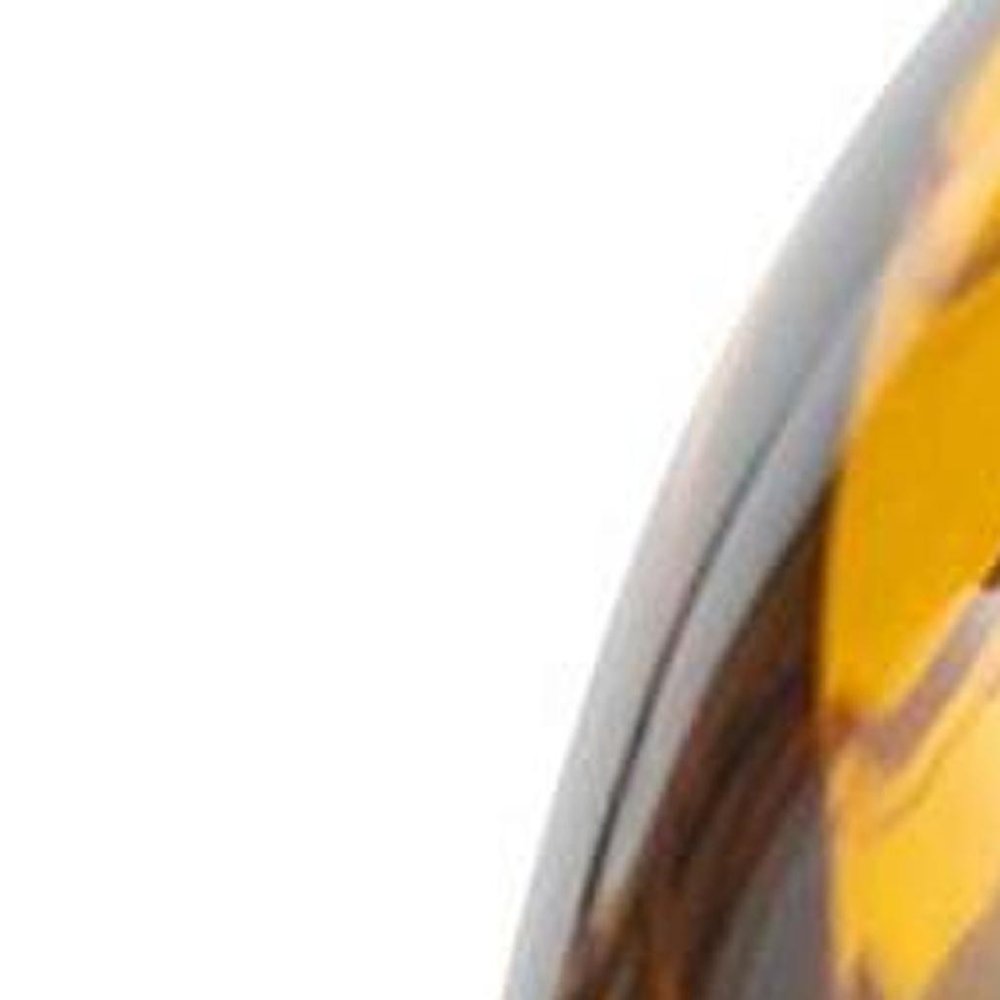 Set of Three Amber Abstract Swirl Glass Decorative Bottles With Stoppers on a white background