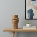 8" Brown Genuine Marble Ridged Table Vase