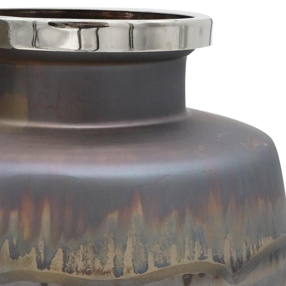 Set of Two Black And Gray Abstract Glass Round Table Vases close-up detail