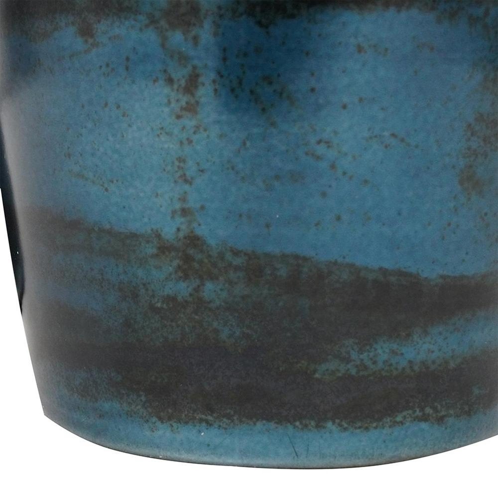 Set of Two Black And Blue Abstract Glass Cylinder Floor Vases close-up detail