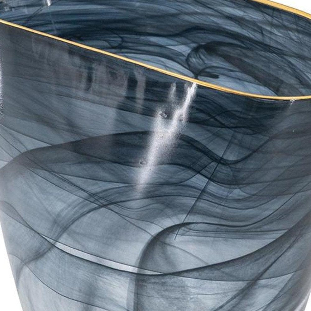9" Charcoal Abstract Swirl Art Glass Table Vase in a home interior