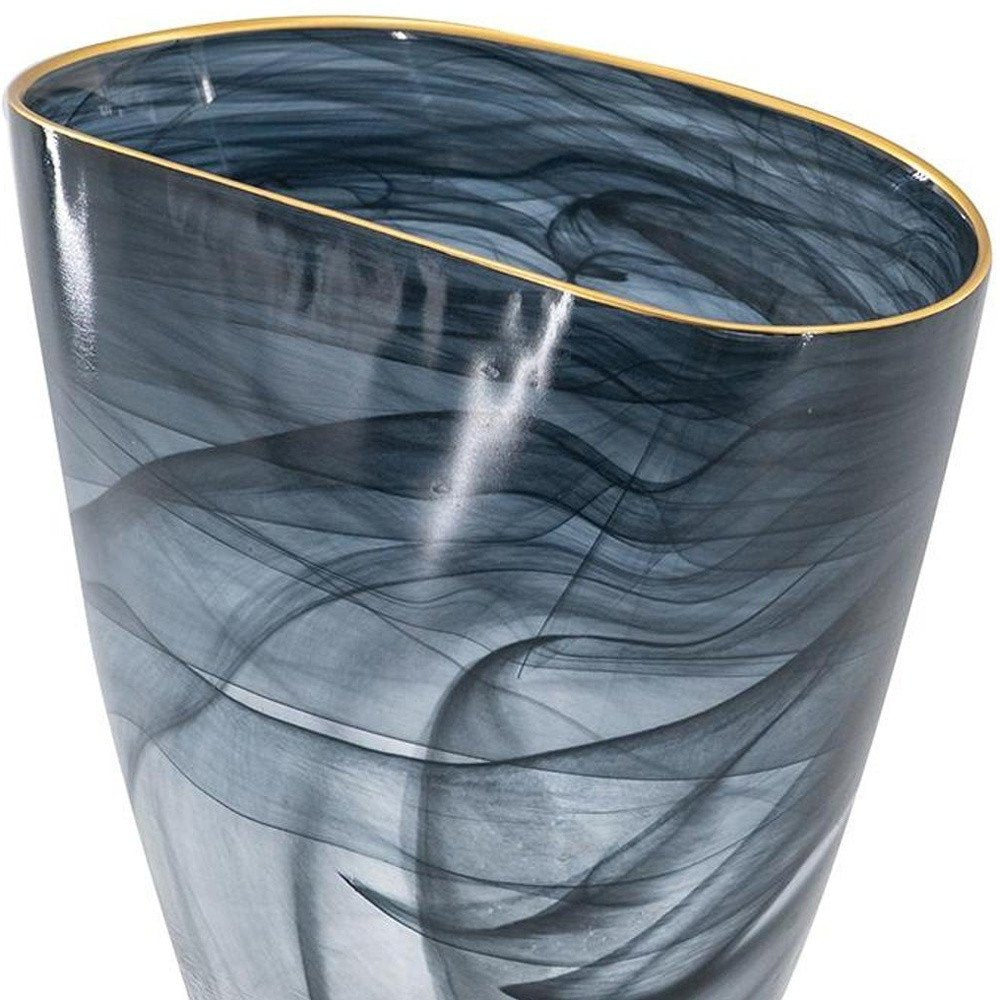 9" Charcoal Abstract Swirl Art Glass Table Vase on a white background