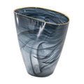 9" Charcoal Abstract Swirl Art Glass Table Vase on a white background
