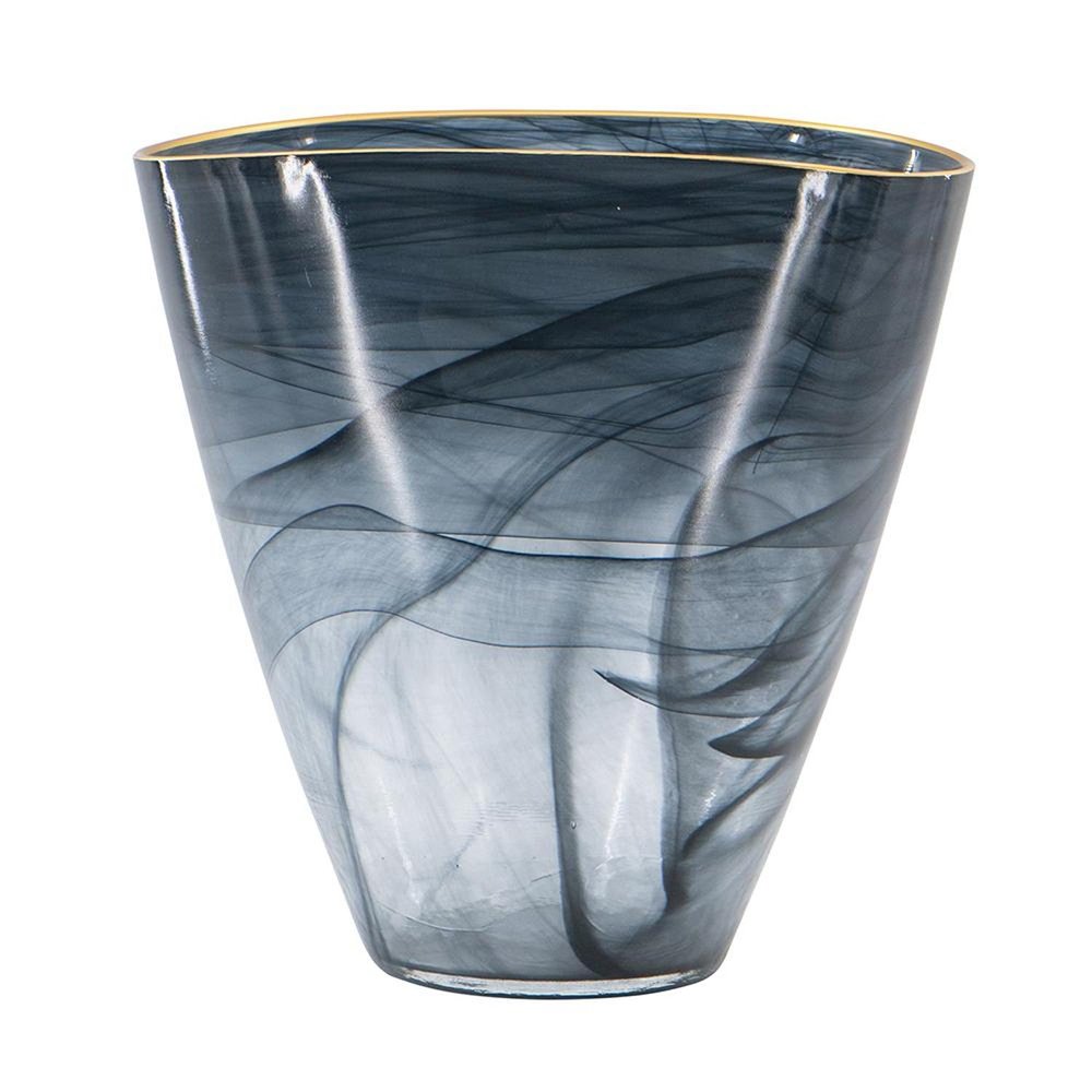 9" Charcoal Abstract Swirl Art Glass Table Vase on a white background
