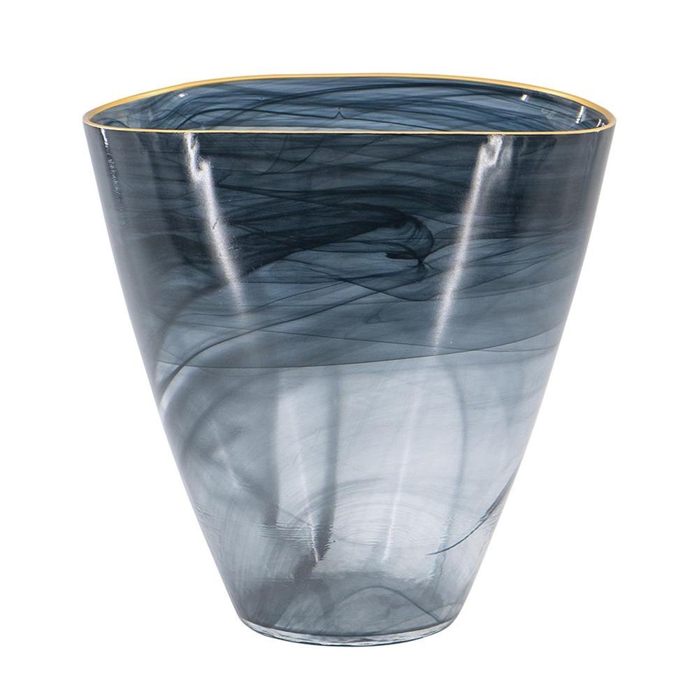 9" Charcoal Abstract Swirl Art Glass Table Vase on a white background