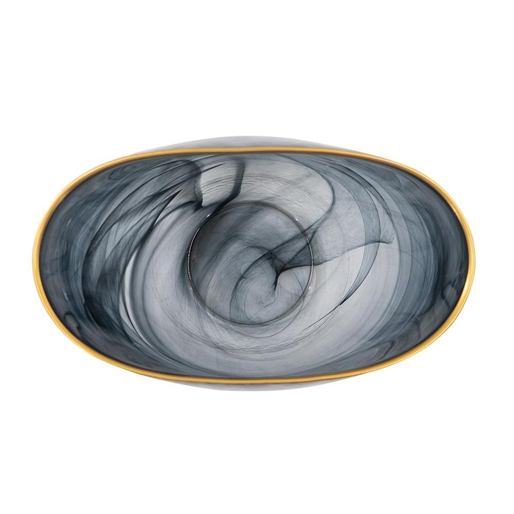 9" Charcoal Abstract Swirl Art Glass Table Vase on a white background