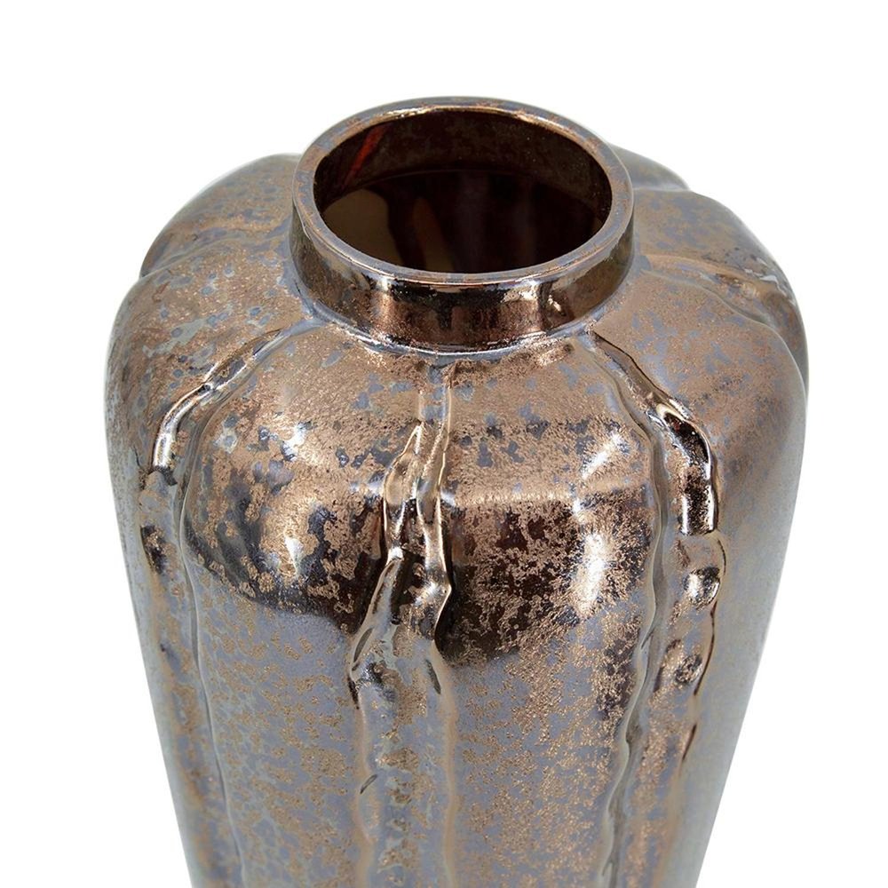 Set of Three Bronze And Silver Ceramic Urn Ginger Jars on a white background
