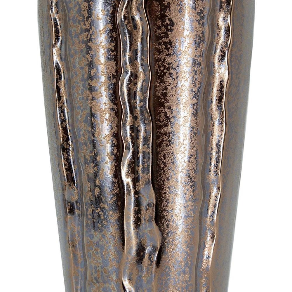 Set of Three Bronze And Silver Ceramic Urn Ginger Jars on a white background