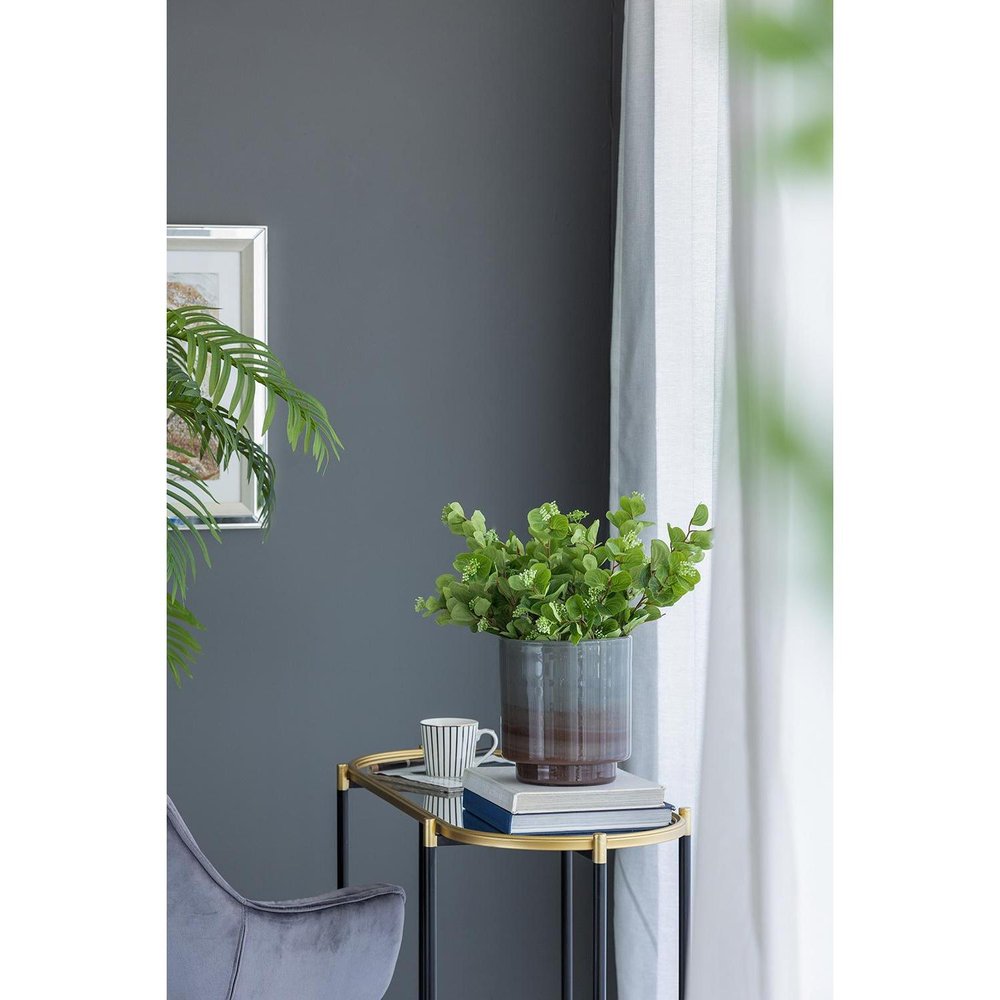 9" Gray And Brown Ombre Glass Round Table Vase on a white background
