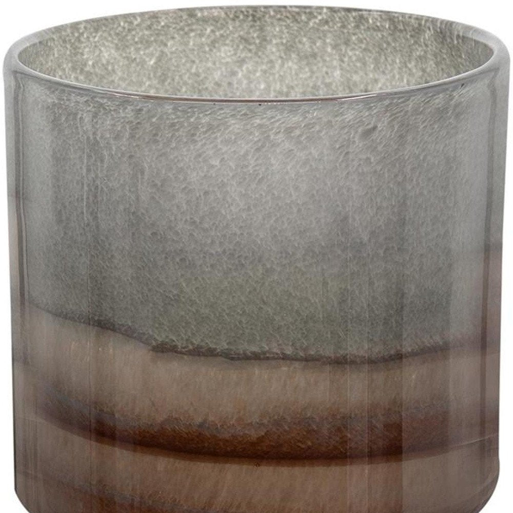 9" Gray And Brown Ombre Glass Round Table Vase close-up detail