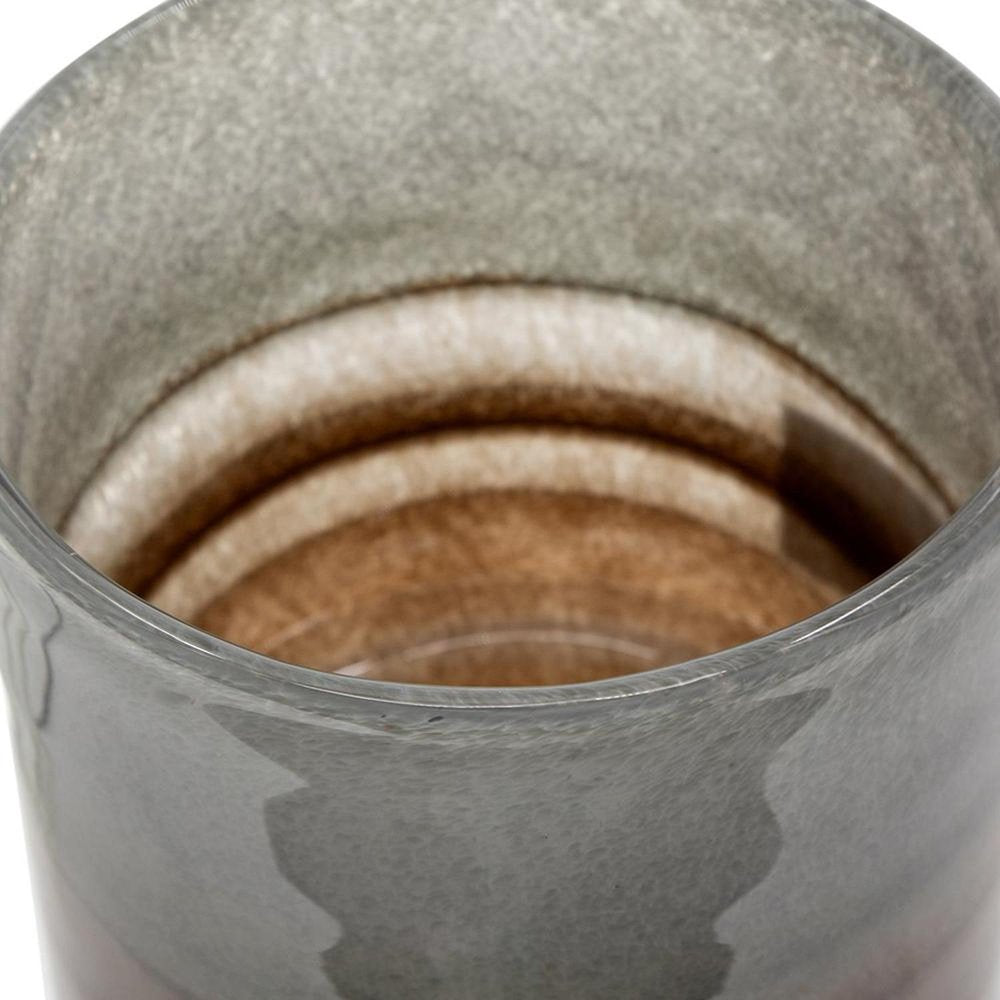 9" Gray And Brown Ombre Glass Round Table Vase in a home interior