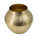 9" Gold Hammered Aluminum Round Table Vase on a white background