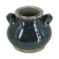 7" Dark Green And Sand Terracotta Round Jug Vase on a white background