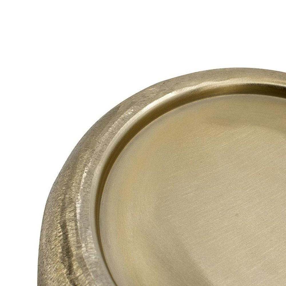 Set of Two Gold Aluminum Hammered Round Centerpiece Bowls