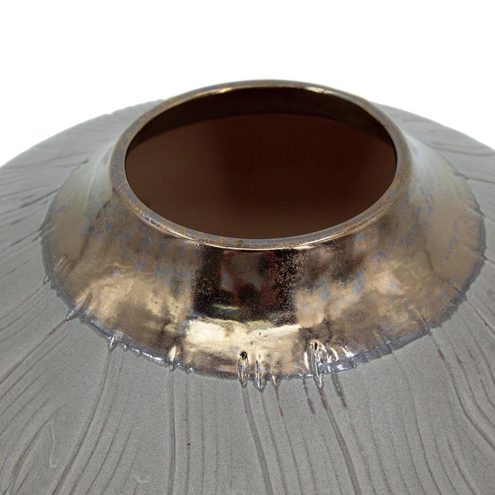 7" Bronze And Gray Ceramic Round Table Vase