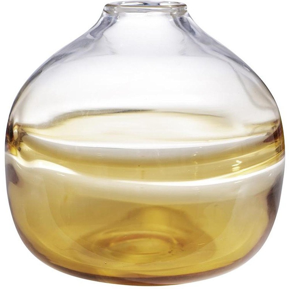 9" Clear And Brown Ombre Glass Round Table Vase on a white background