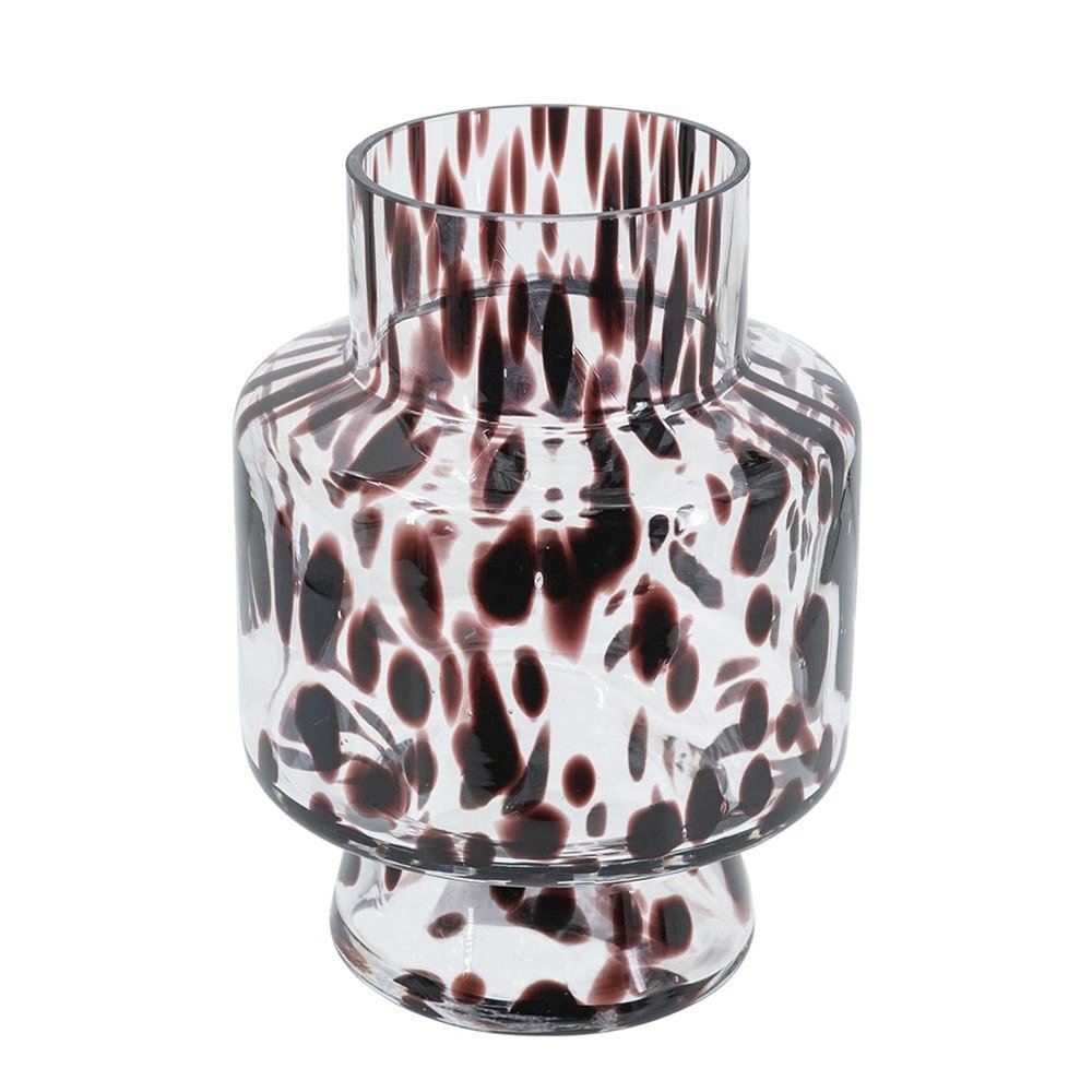 8" Amber And Clear Abstract Glass Cylinder Table Vase