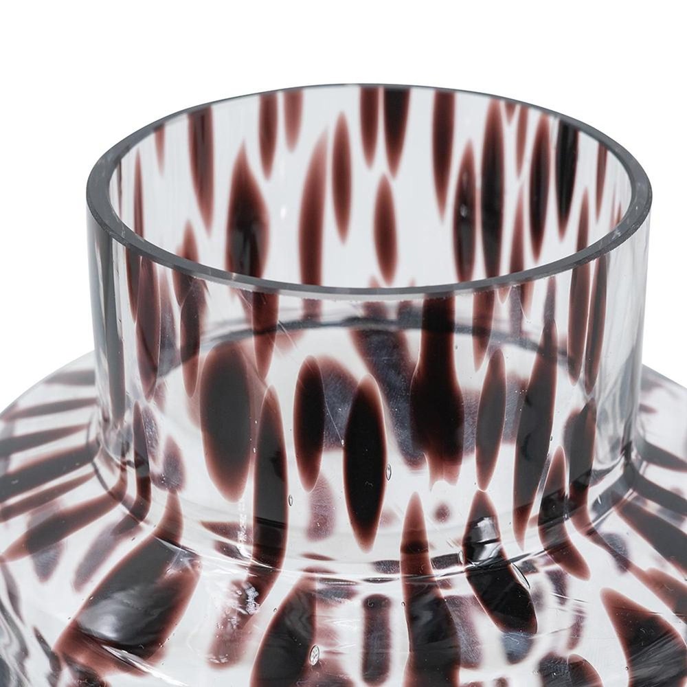 8" Amber And Clear Abstract Glass Cylinder Table Vase
