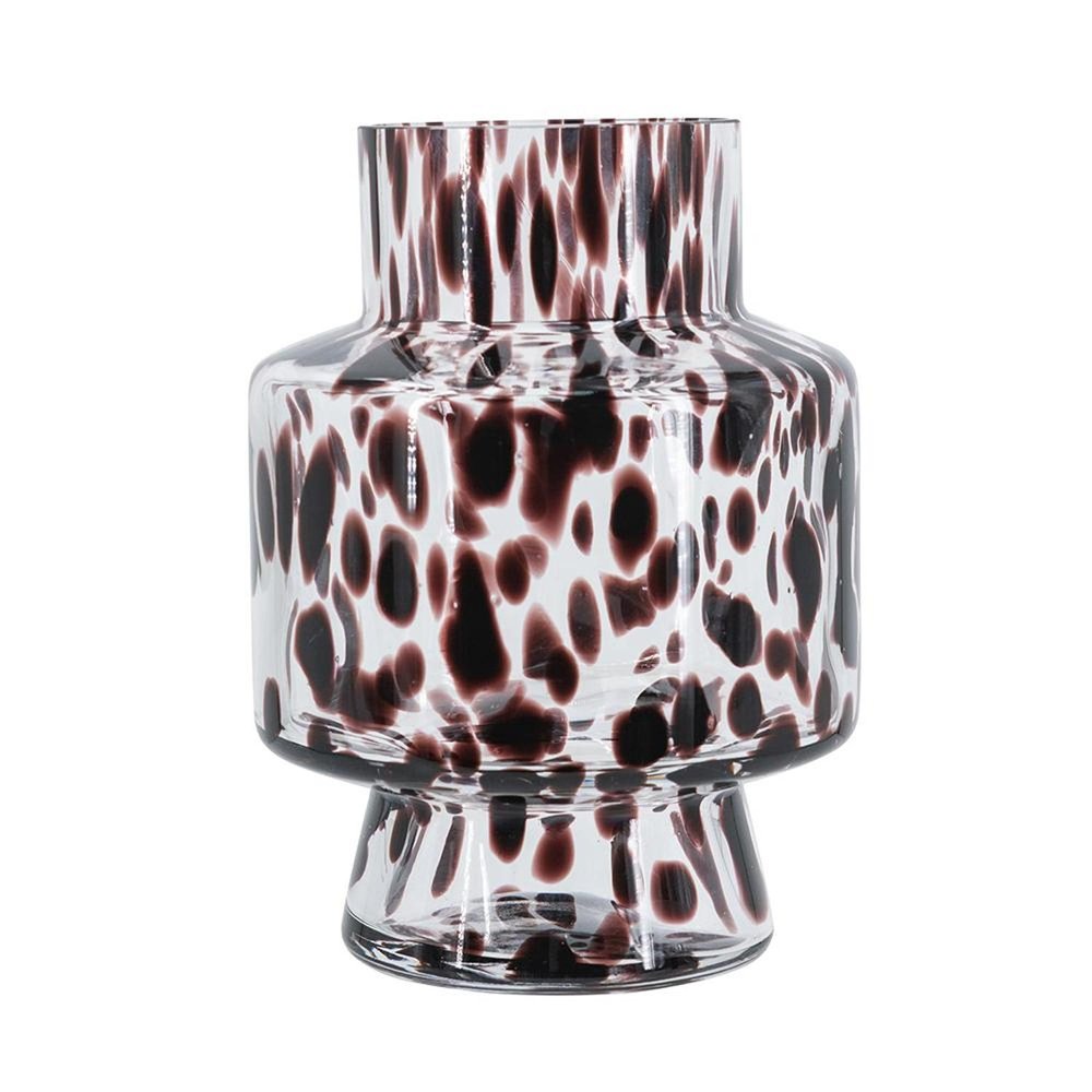 8" Amber And Clear Abstract Glass Cylinder Table Vase