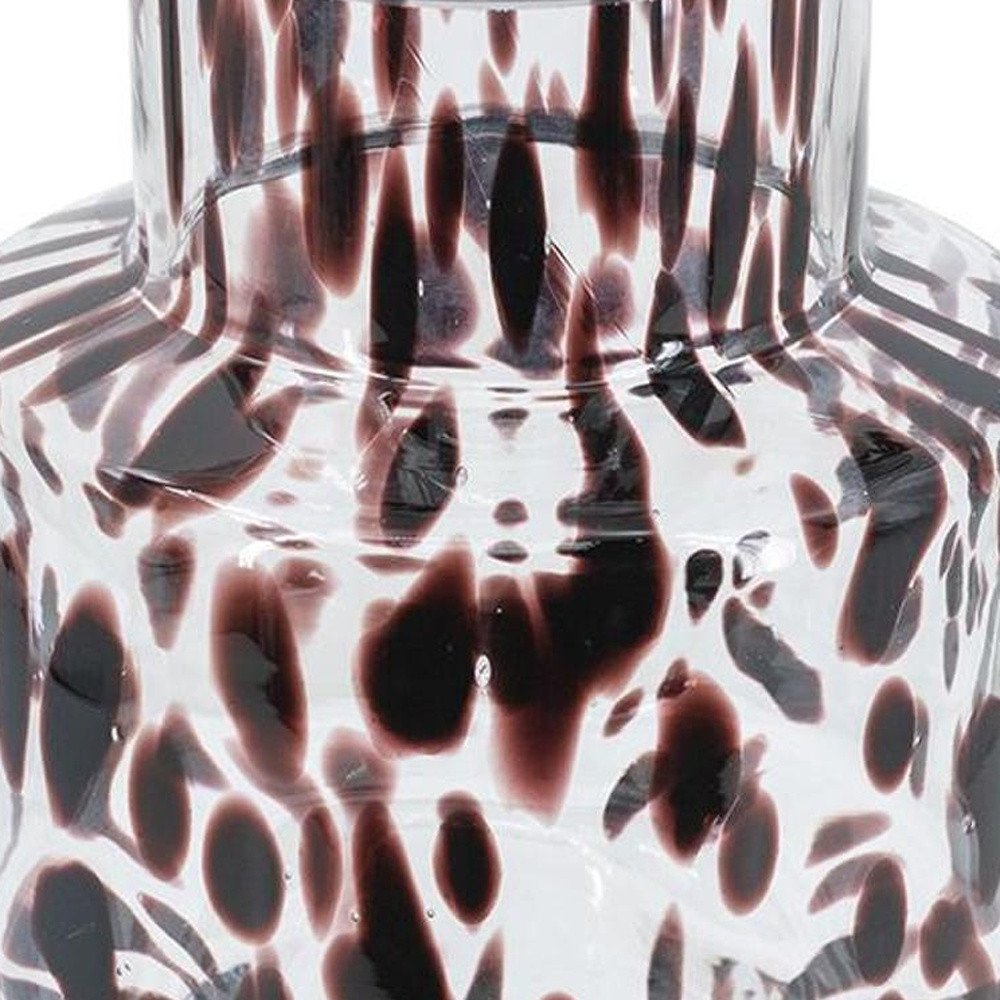8" Amber And Clear Abstract Glass Cylinder Table Vase