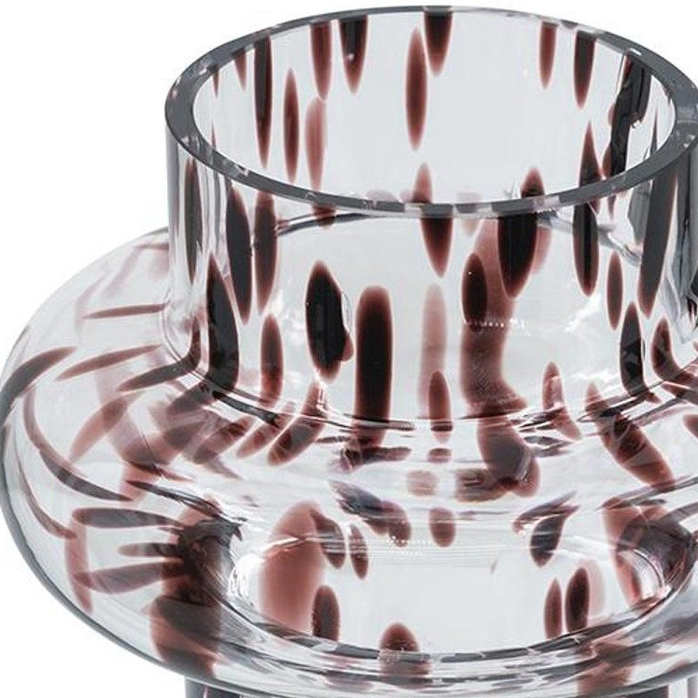 8" Amber And Clear Abstract Glass Cylinder Table Vase