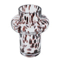 8" Amber And Clear Abstract Glass Cylinder Table Vase