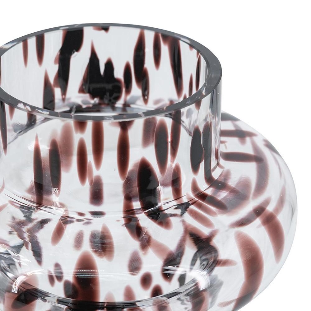 8" Amber And Clear Abstract Glass Cylinder Table Vase