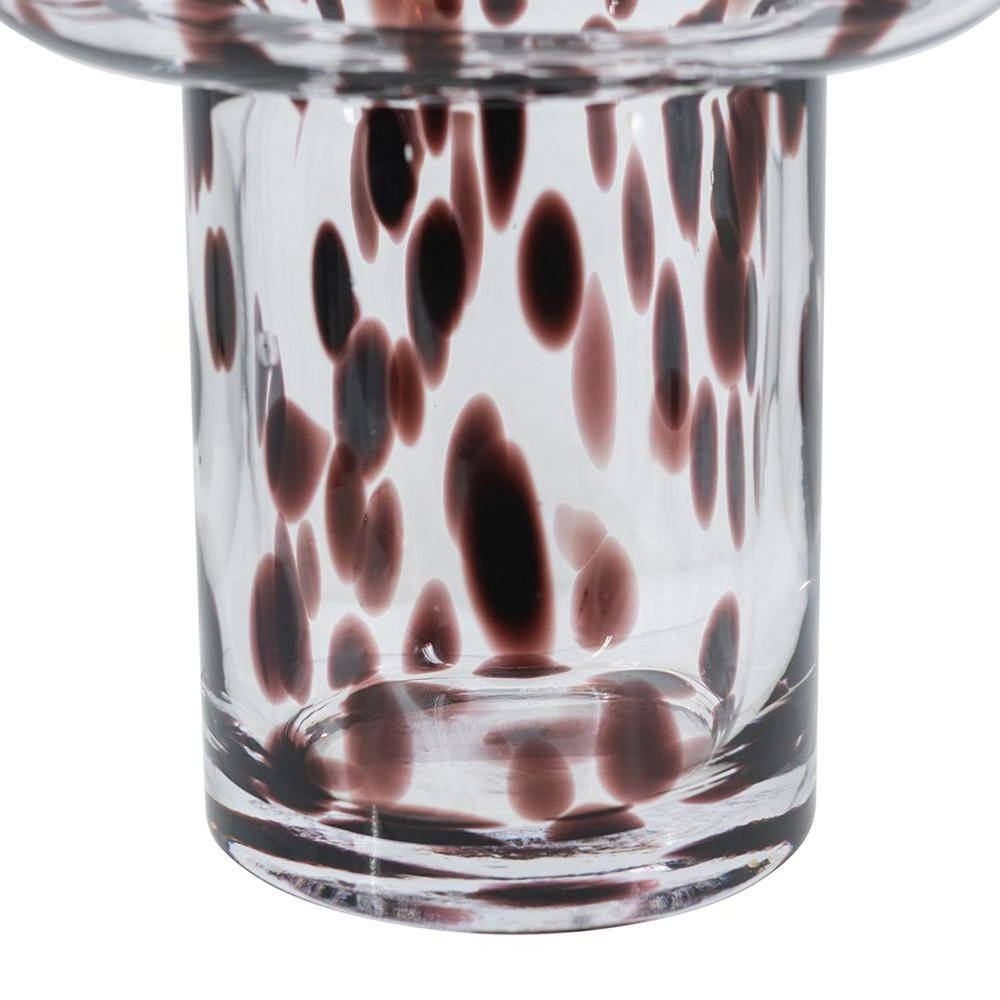 8" Amber And Clear Abstract Glass Cylinder Table Vase