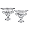 Set of Two Clear Glass Round Bowl Table Vases on a white background