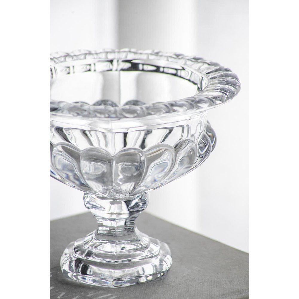 Set of Two Clear Glass Round Bowl Table Vases