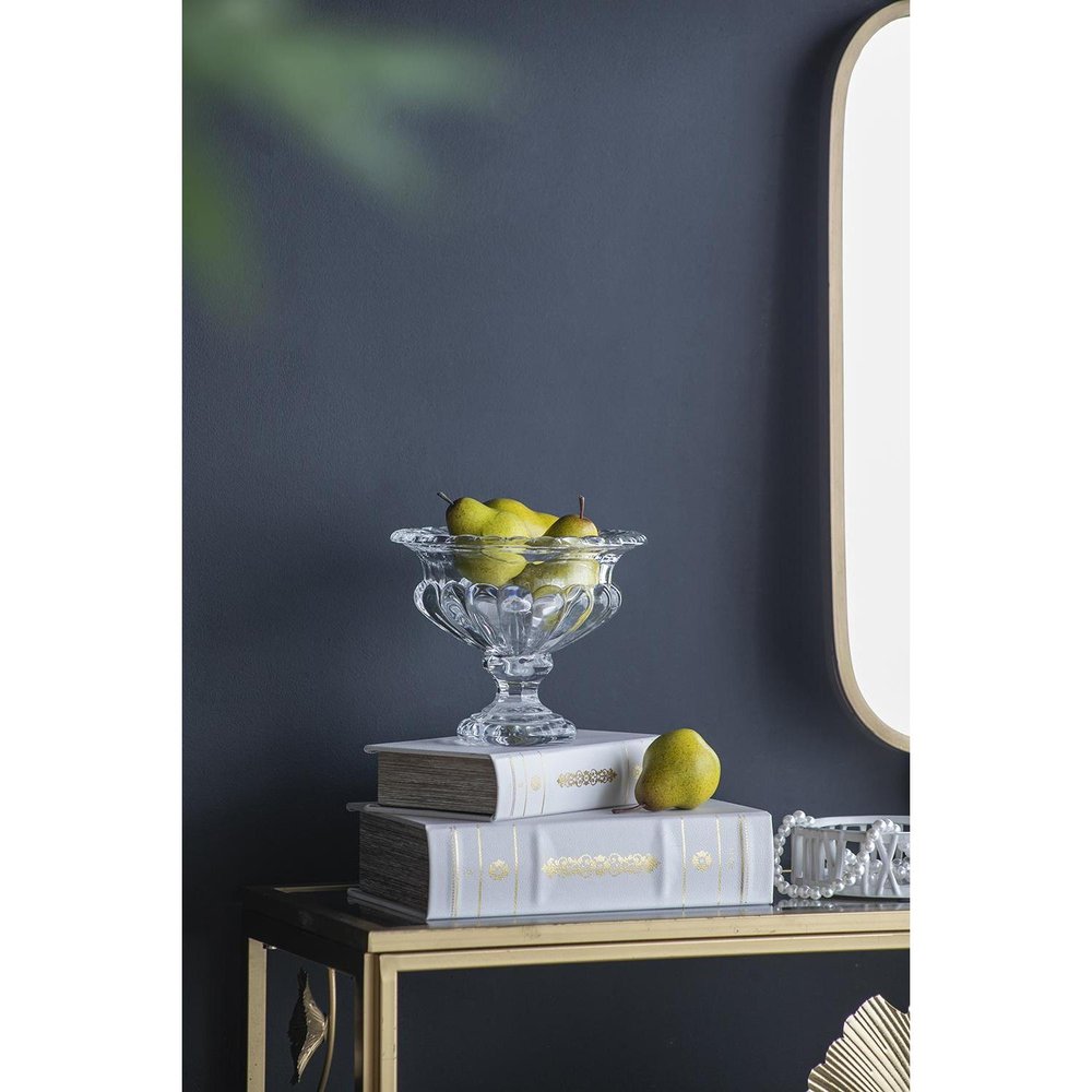 Set of Two Clear Glass Round Bowl Table Vases on a white background