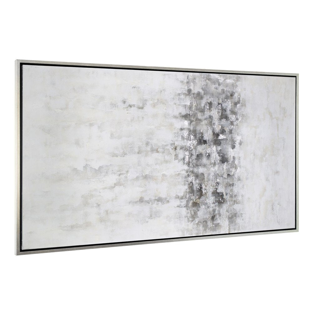 Winter Storm Hand Painted Silver Floater Frame Wall Art on a white background