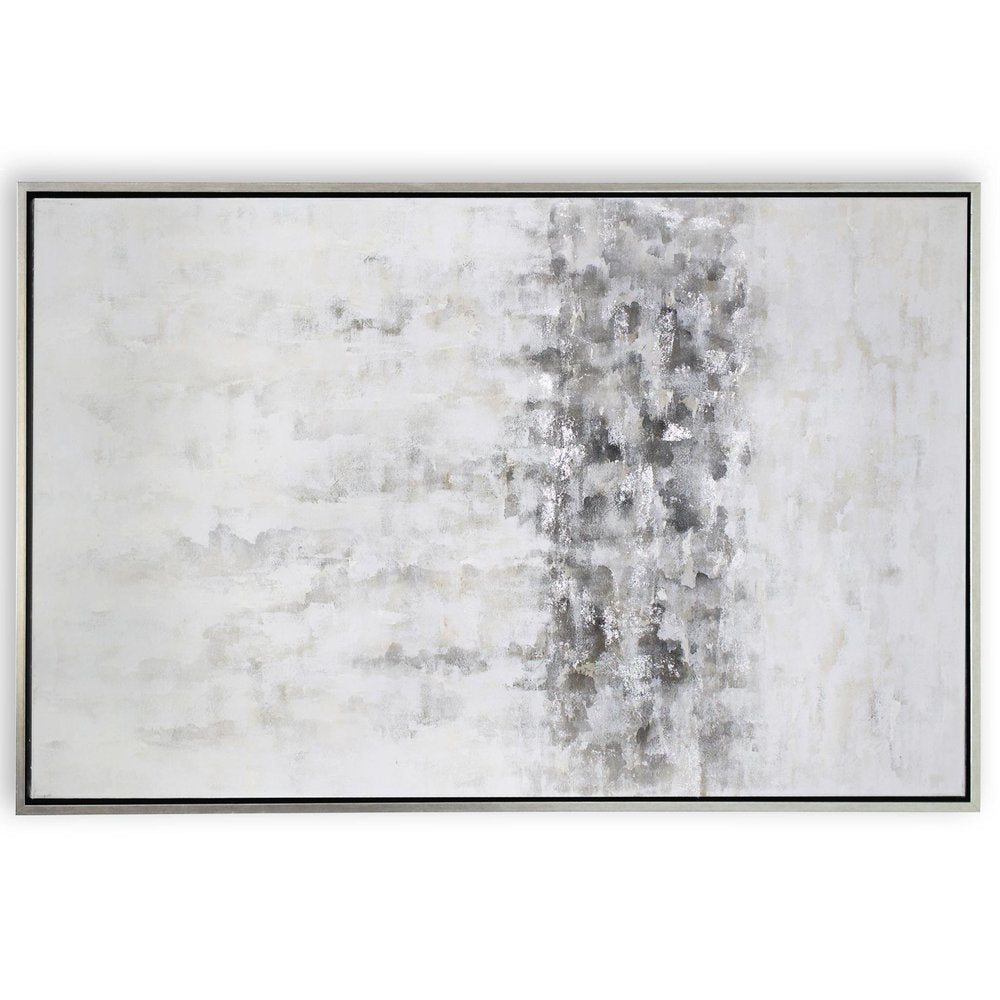 Winter Storm Hand Painted Silver Floater Frame Wall Art