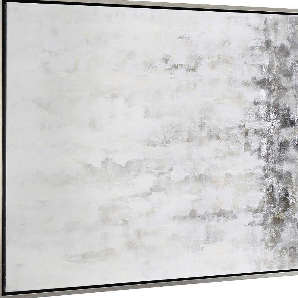 Winter Storm Hand Painted Silver Floater Frame Wall Art on a white background