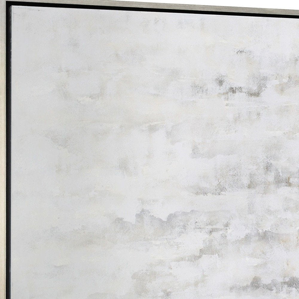 Winter Storm Hand Painted Silver Floater Frame Wall Art on a white background