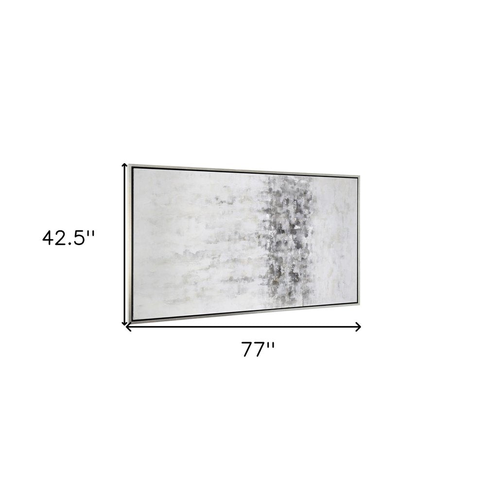 Winter Storm Hand Painted Silver Floater Frame Wall Art on a white background